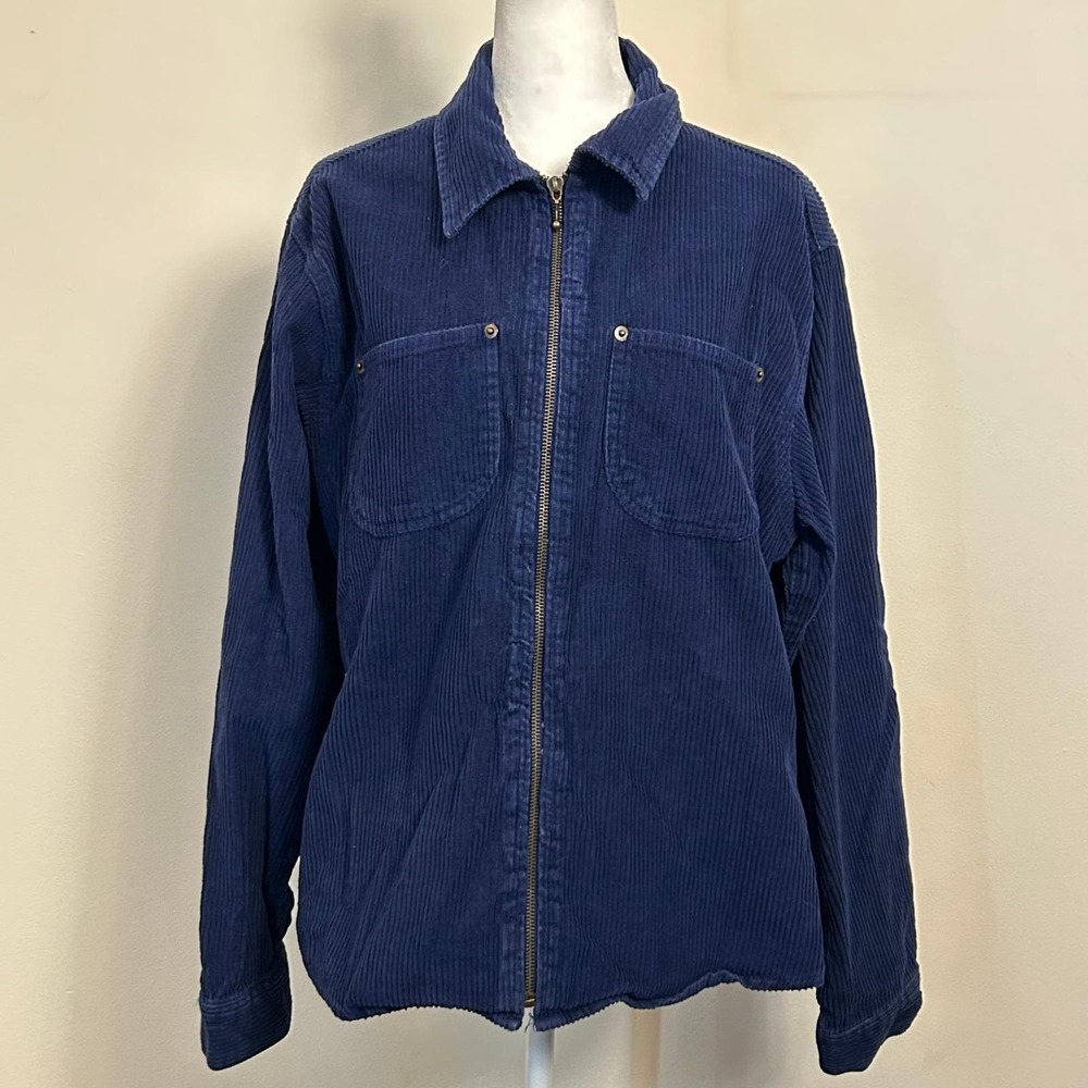 Resist Corduroy Full Zip Shirt Jacket Navy Blue Large